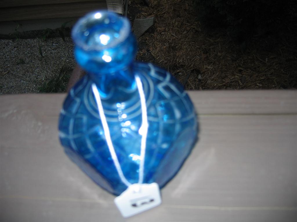 Glass Grenade. Blue quilted. Hardens Hand Fire E