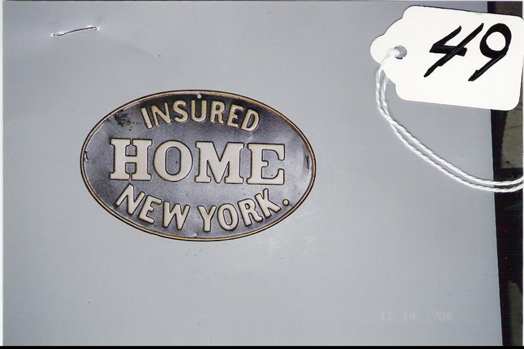 Home Insurance Co., New York. Tin Oval. 8 1/8"x5