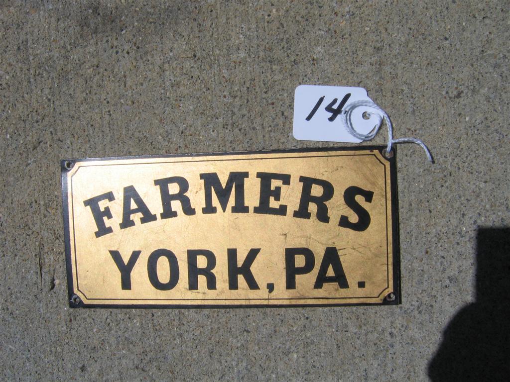Farmers, York PA. Tin. 6 7/8"x 3 1/8"Black lette