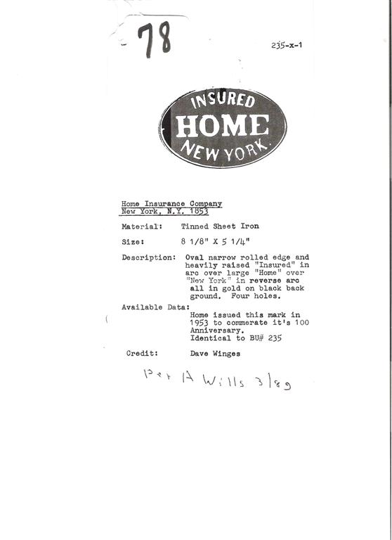 Home Insurance Co., New York, N.Y. Tin. Oval. 8