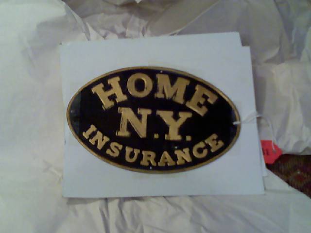 Home Insurance Company. Tin. Oval. 8 1/8"x5 3/1