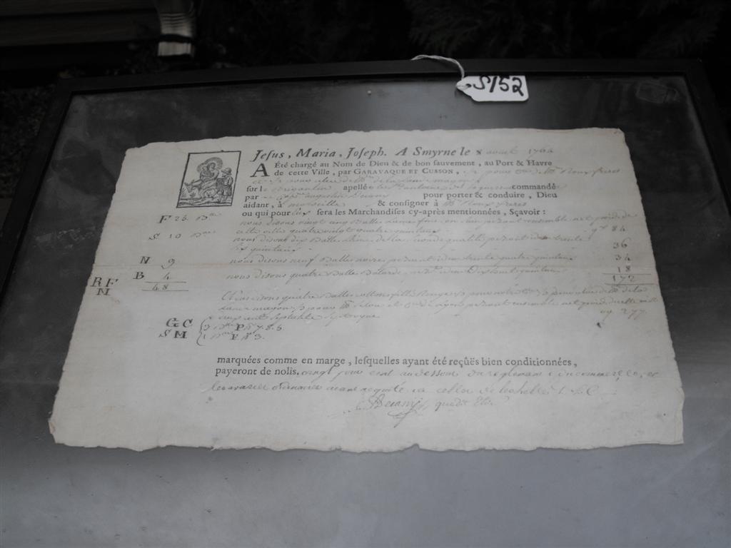 2 sided Framed Policy receipt in French . Dated 8