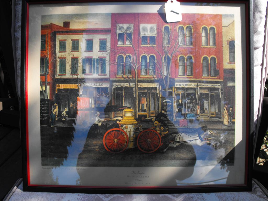 Fire Engine Sign. Framed. 16 5/8"x14 1/8". Main