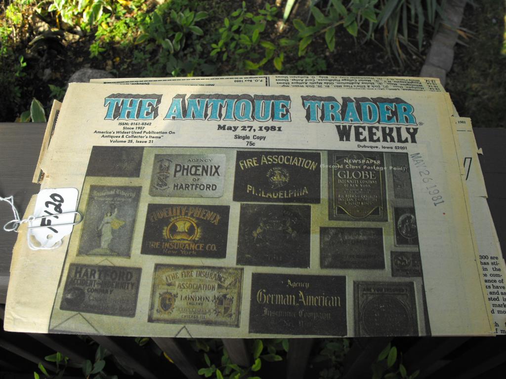 Article and front page of The Antique Trader. May