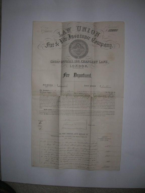 Law Union Fire & Life Ins. Co., London. Policy No