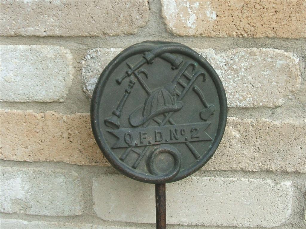 Q.F.D. No.2. Bronze Firemen Grave Marker. 6" dia