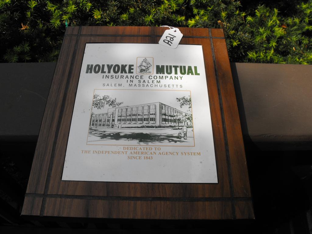 Holyoke Mutual Insurance Company Plaque. Wood wit