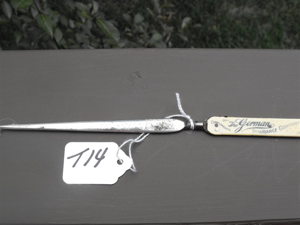 Letter Opener. Compliments of The German Insuranc