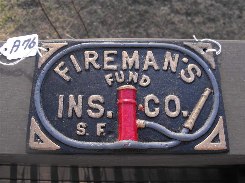 Firemans Fund Ins. Co. Reproduction Fire Mark. Ca