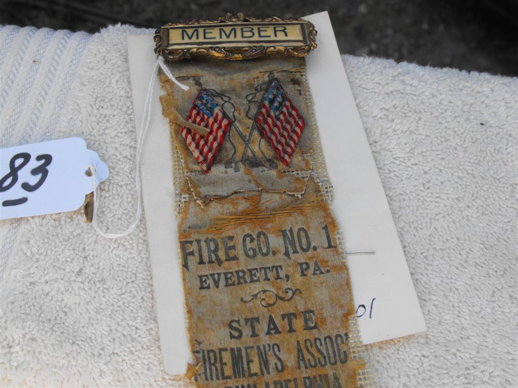 Parade Ribbon. Member pin. m Fire Co. No. 1. Eve