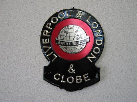 Liverpool & London & Globe. Tin. Raised Globe.