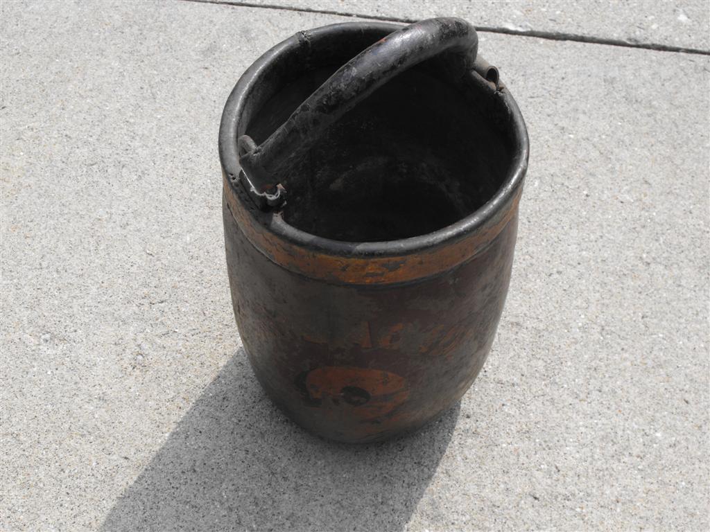 Leather old fire bucket. Handle replaced years ag