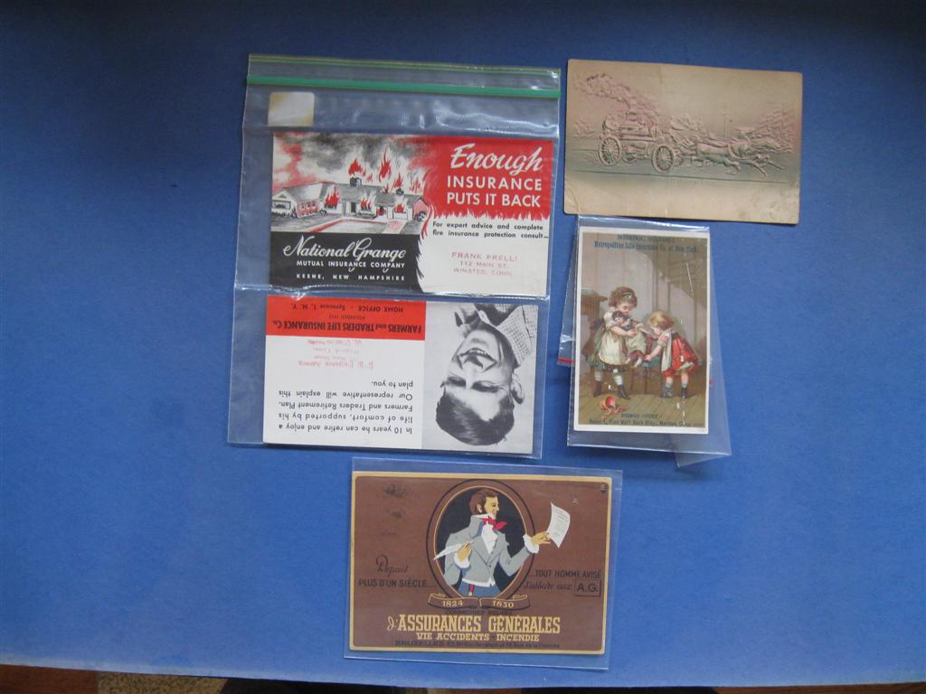 Insurance Trade Cards - Lot of 5. Three are from