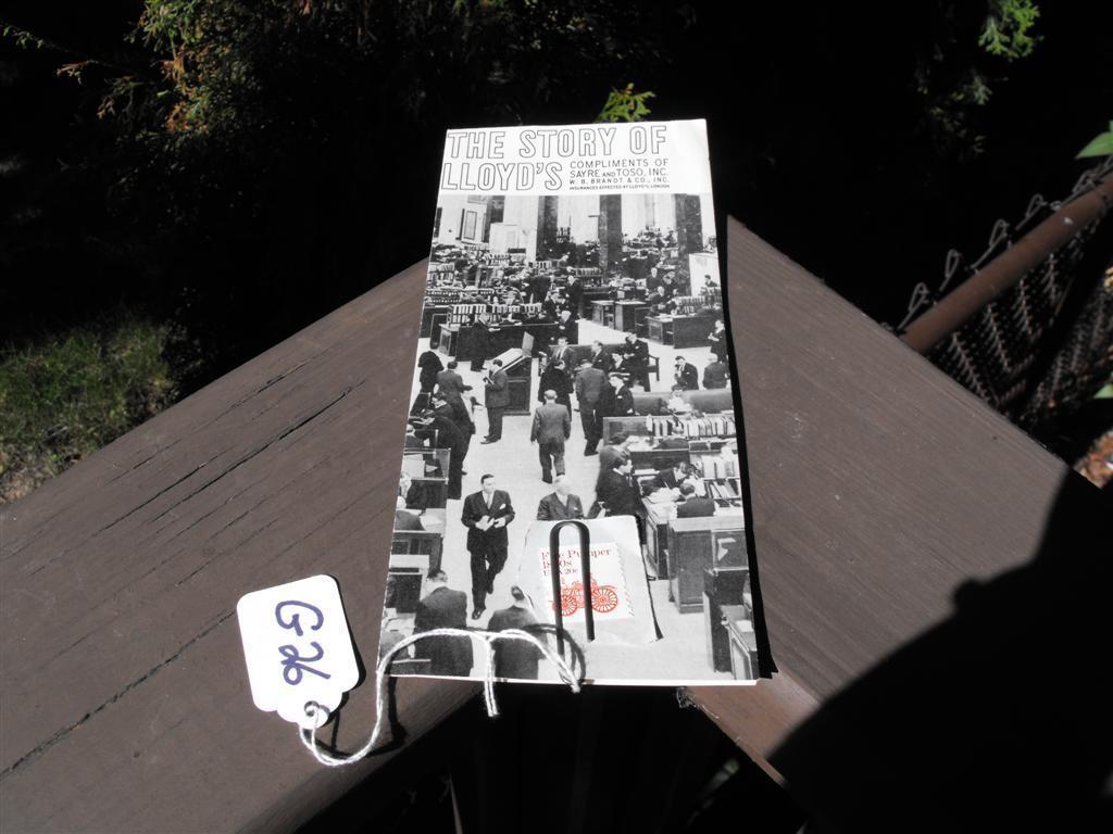 The Story of Lloyds Pamphlet. 2 pages. Complimen