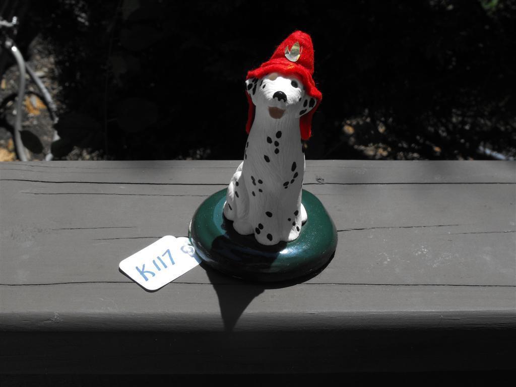 Dalmatian Dog Statue with Fire Hat. 4 1/2" high wi