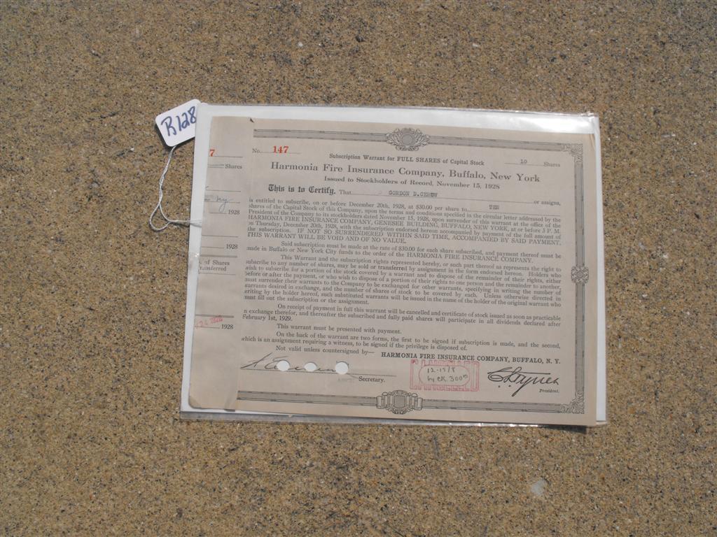 Harmonia Fire Insurance Company. Buffalo, New Yor