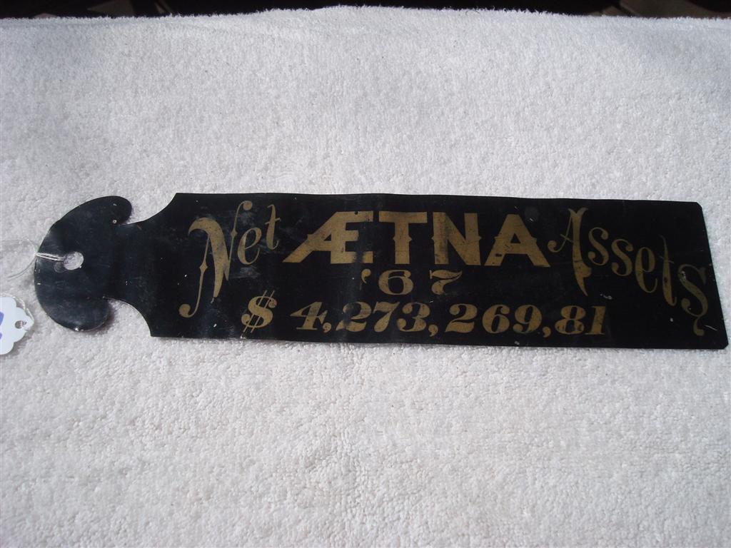 Ledger Marker. Aetna Insurance Company. Gold lett