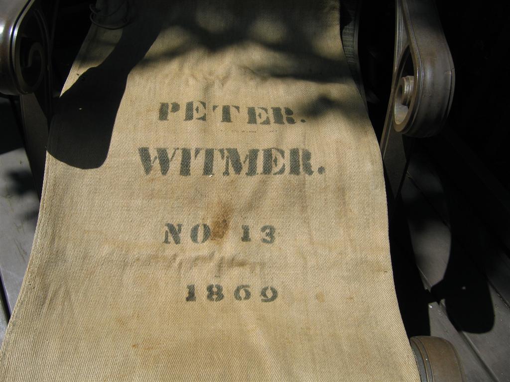Salvage Bag stenciled with name of Peter Witmer No