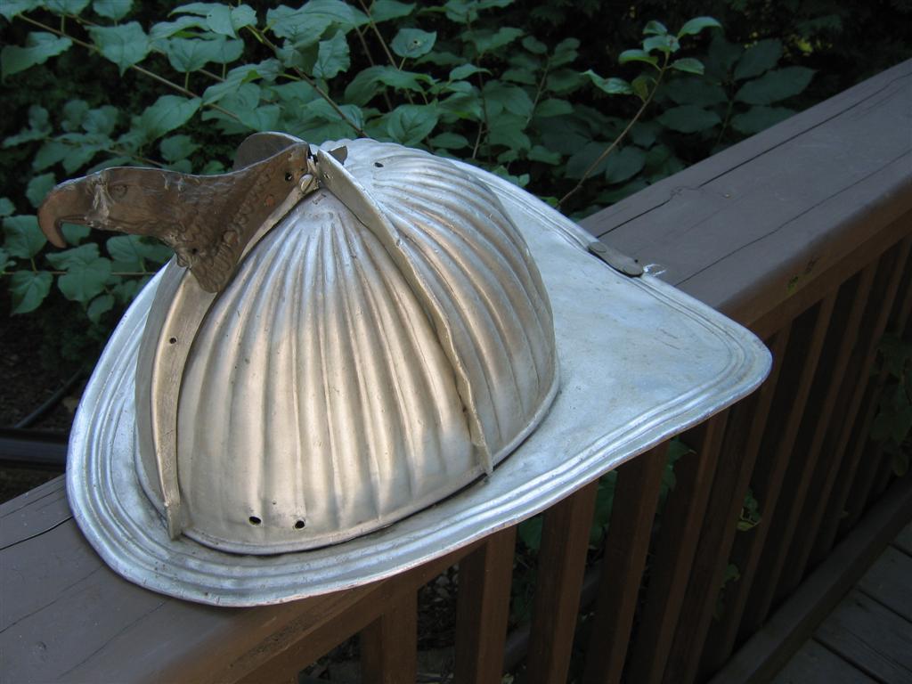 Silver color Metal Fire Helmet. Head of an Eagle