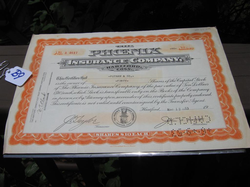 Phoenix Insurance Company, Hartford, Conn. Stock