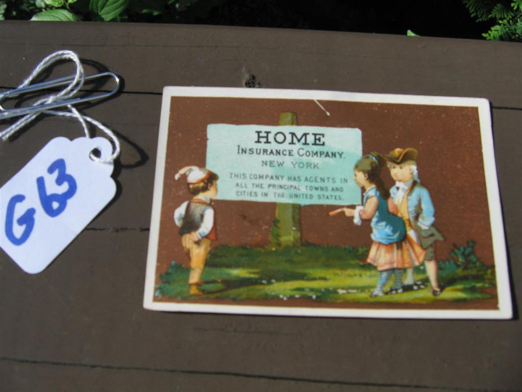 Home Insurance Company, New York. Trade Card. On