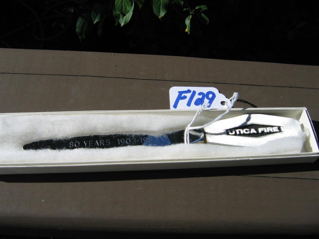 Utica Fire Letter Opener. 80 Years 1903 - 1983 eng