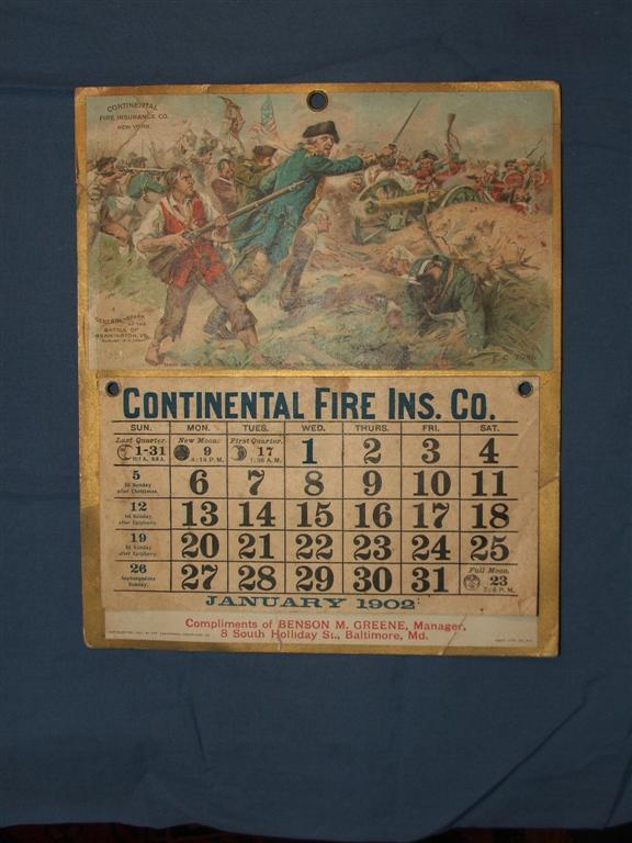 1902 Continental Fire Insurance Calendar. 8 1/4x9