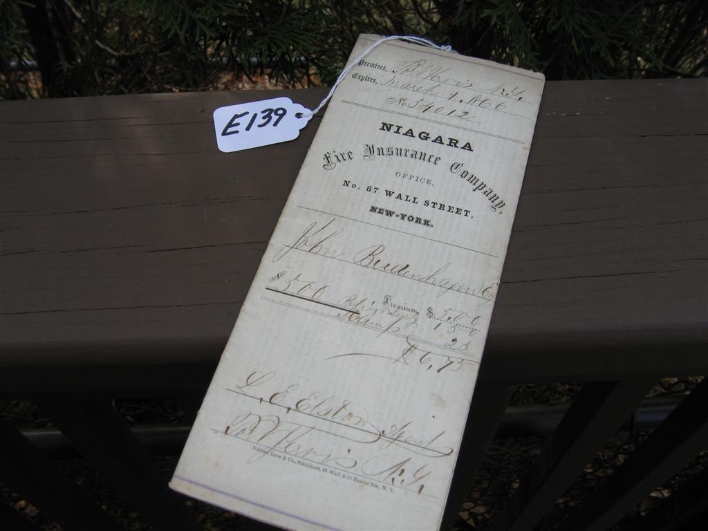 Niagara Fire Insurance Company. Policy. Covering