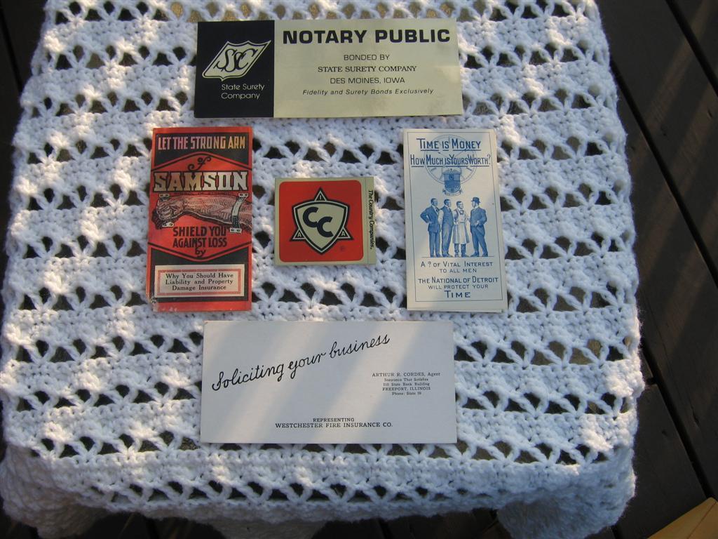 5 Items. Westchester Fire Ins. Ink Blotter, State