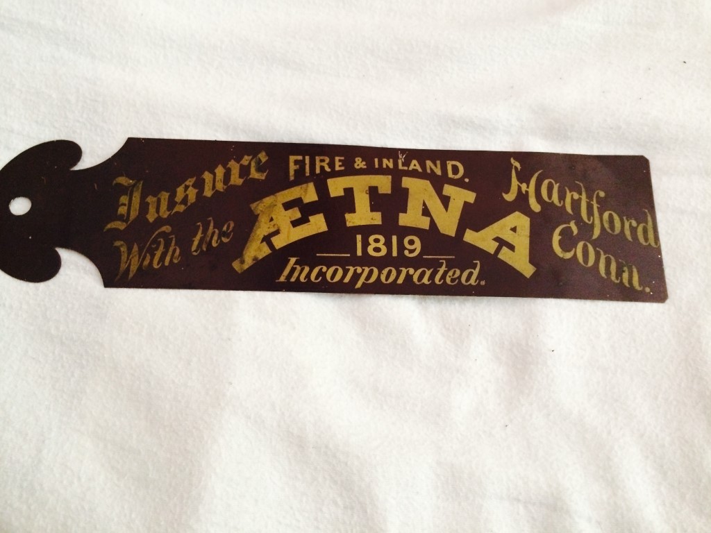 Aetna Ledger Marker. Insure with the Aetna. Hartf