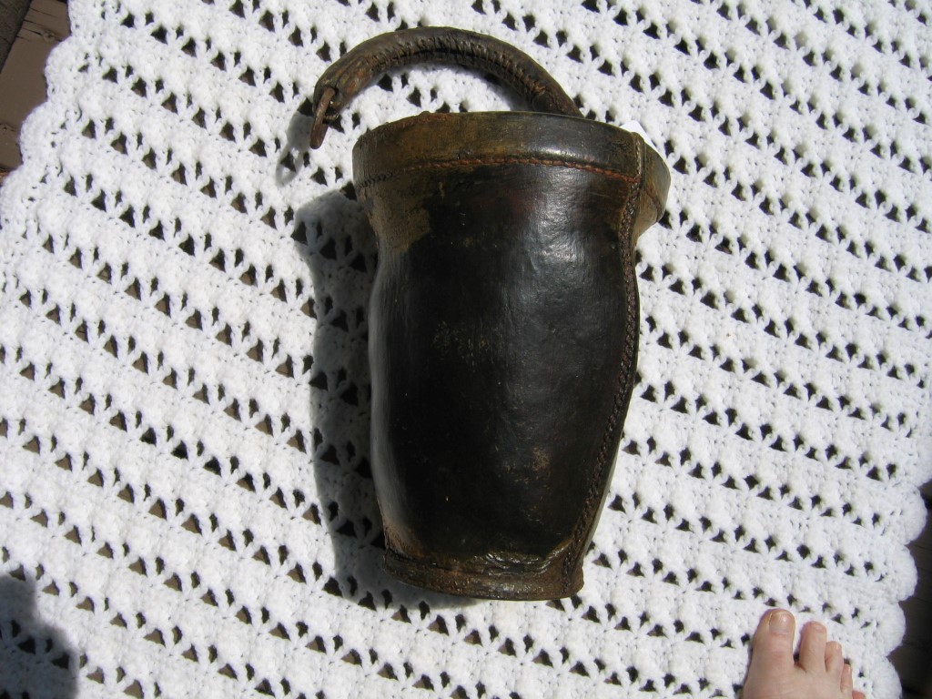 Old Leather Fire Bucket. No Lettering on Outside.