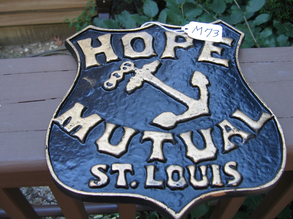 Hope Mutual. St. Louis. Reproducton Fire Mark.