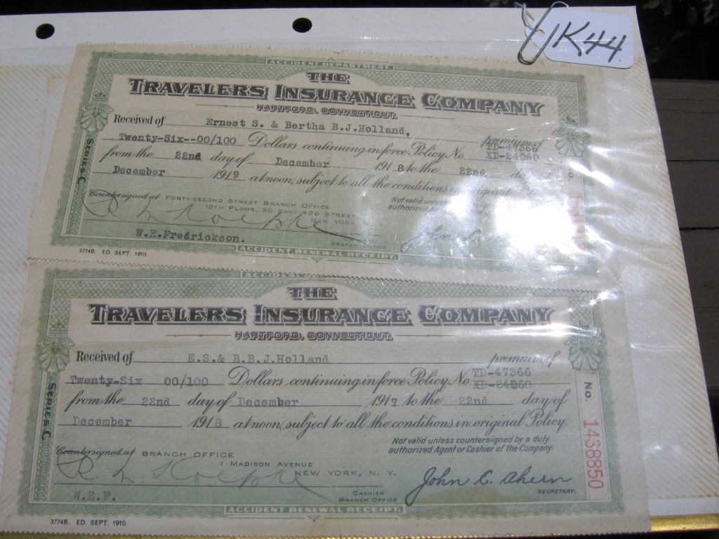 Travelers Insurance Company. Receipt of Payment f
