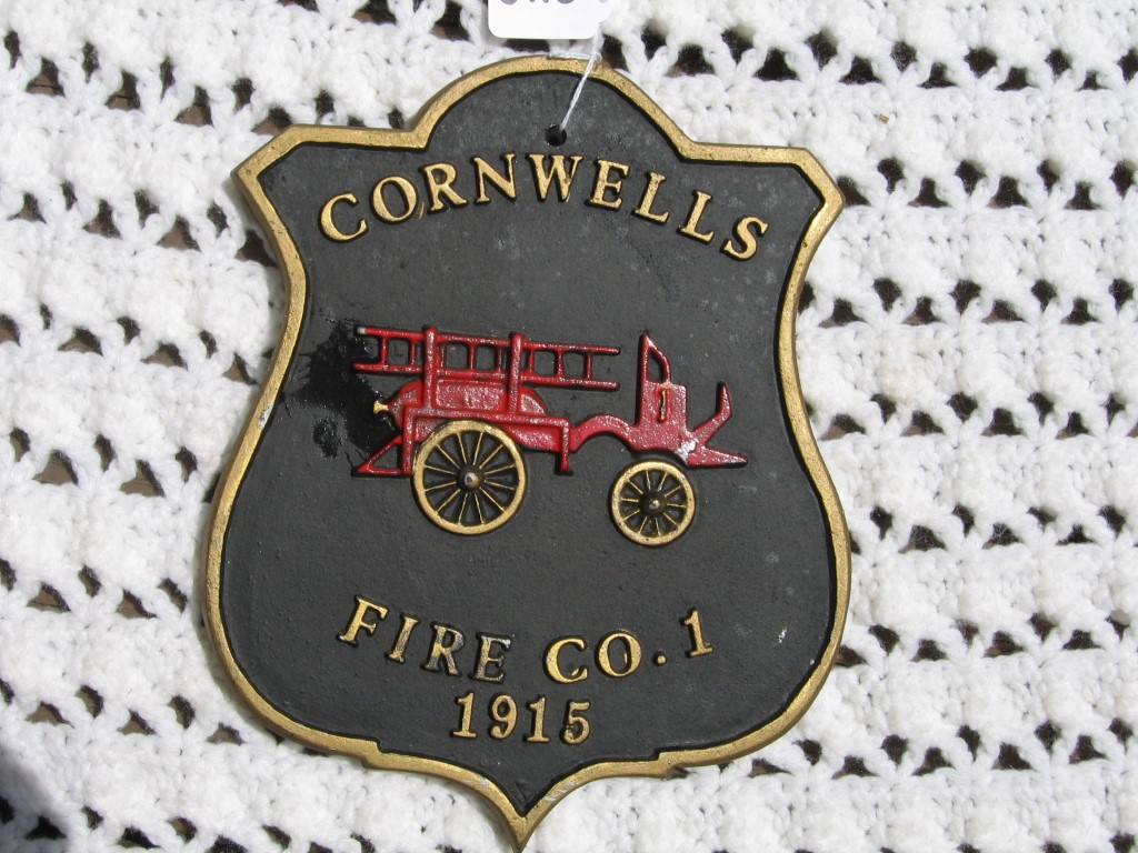 Cornwells Fire Co. 1. 1915 Plaque. Fire Engine i