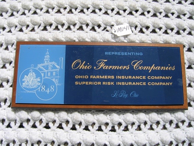 Ohio Farmers Companies. Plaque. Original Wood Fra