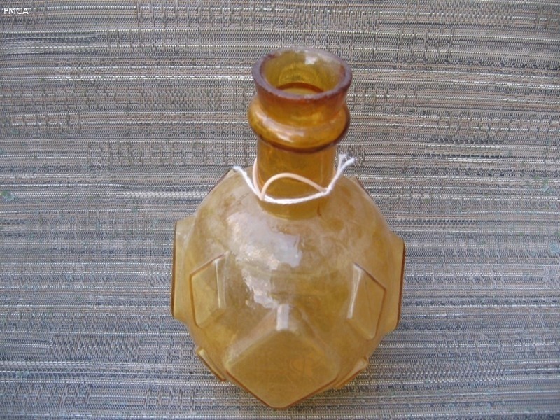 Amber Glass Grenade. Empty. HNS Etched on both s