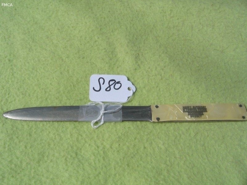 Letter Opener. Lucite Handle. Writing only on on