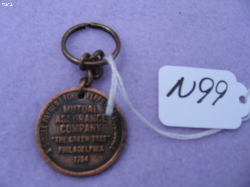 Key Chain. Copper Color. Lincoln Head Penny date