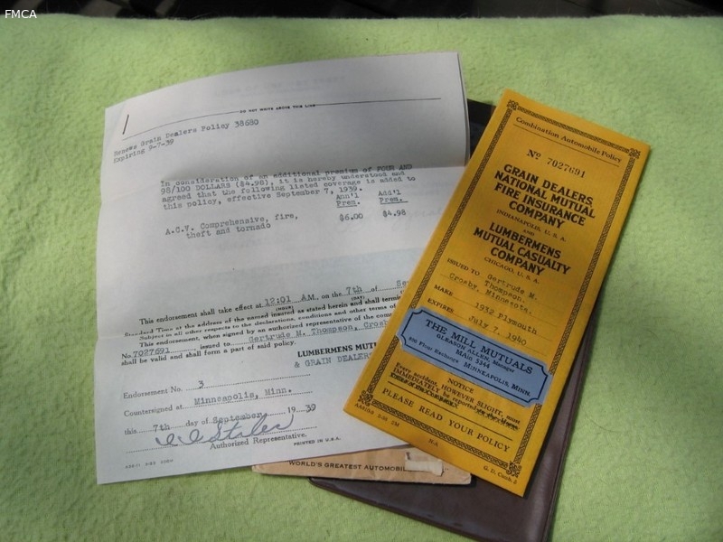 Automobile Insuirance Policy. Grain Dealers Natio