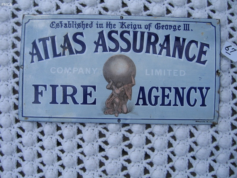 Atlas Assurance Fire Agency. Porcelain enameled o
