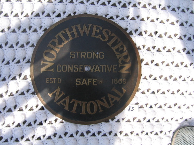 Northwestern National Sign.. Brass. 11 3/4 diame