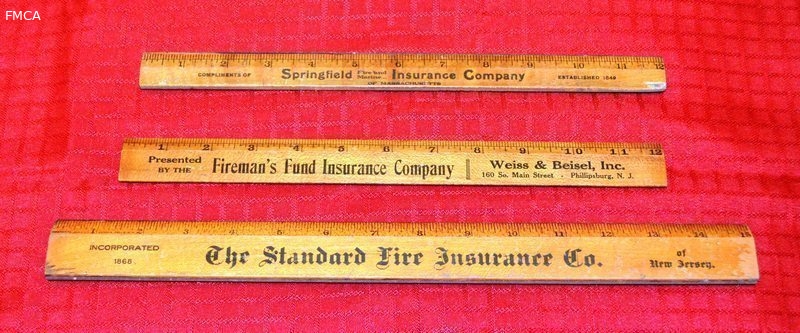 Fire Insurance Company Wooden Rulers. Springfield