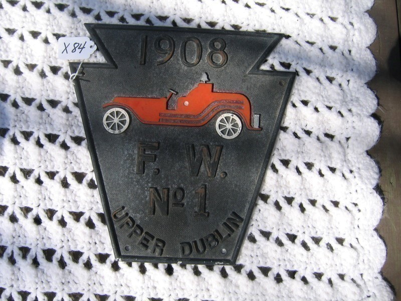 Plaque 1908 F.W. No. 1 Upper Dublin Township, Penn