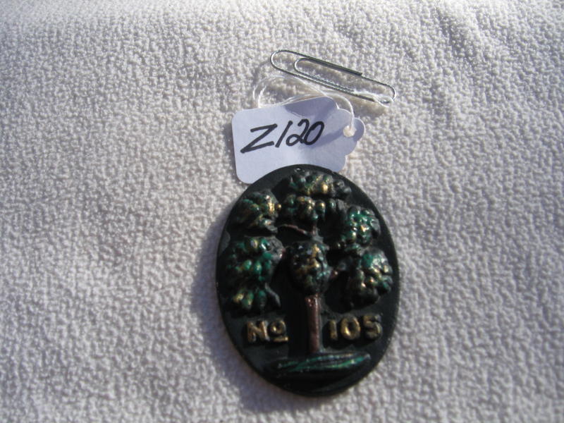 Miniature Fire Mark of the Green Tree. 3 x 2 1/4.