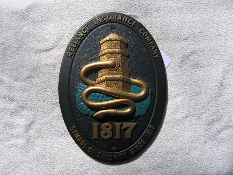 Reliance Insurance Company Reproduction Fire Mark.