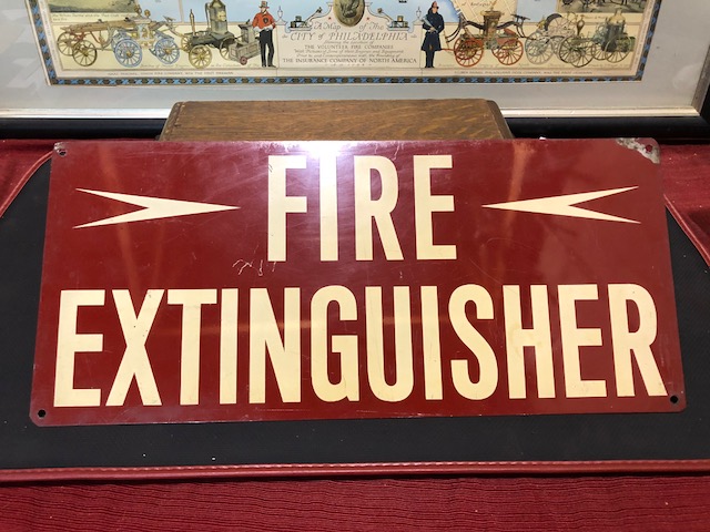 Fire Extinguisher Sign. Picture of Reverse Side o