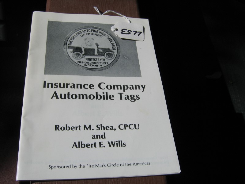 Insurance Company Automobile Tags. Reference Book