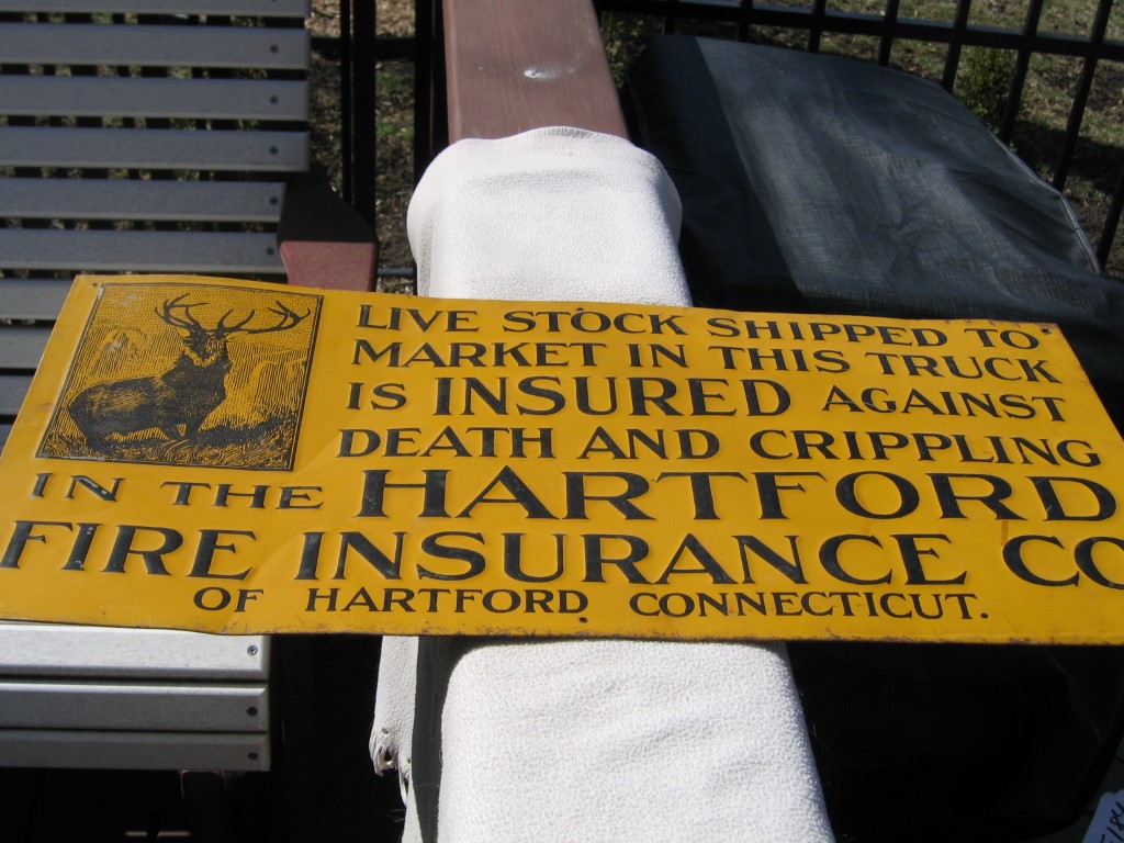 Hartford Fire Insurance Co. Sign. Live Stock Shipp