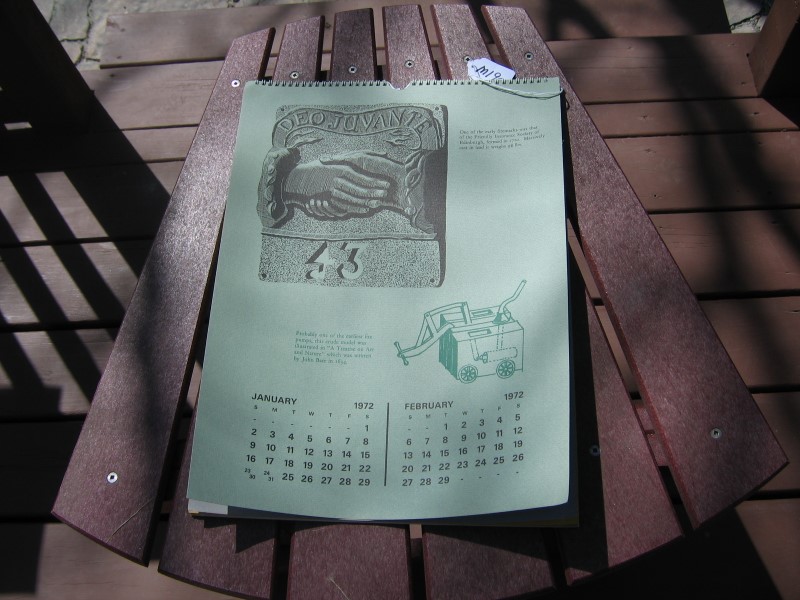 British Fire Marks Advertising Calendar for 1972.