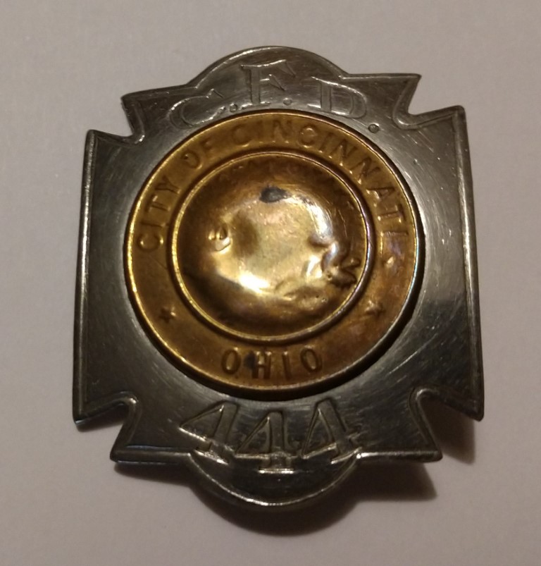 Badge from the Cincinnati Fire Department in Ohio.